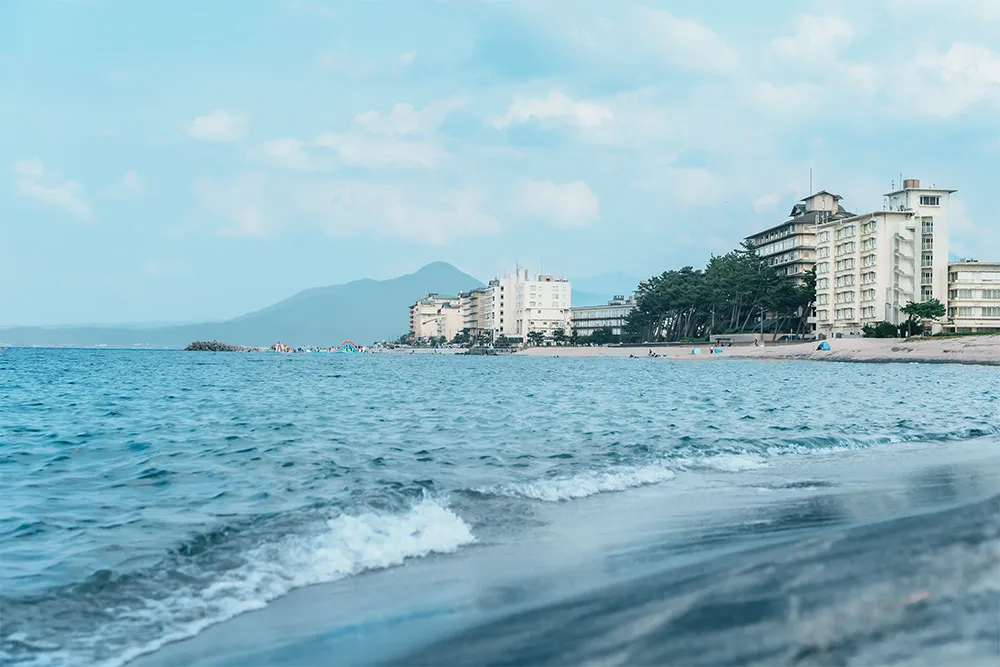 皆生温泉すぐそばの美しい海岸線